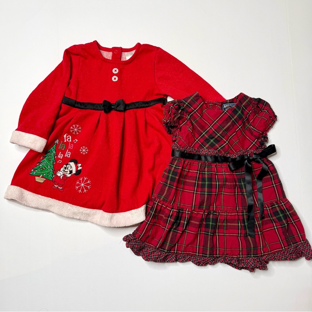 Vintage Disney Holiday Christmas Dress & Red Plaid Dress